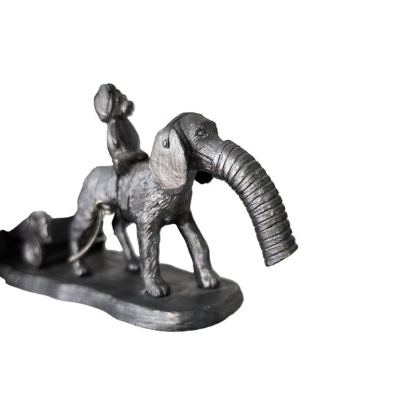 Vintage Michael Ricker 1984 Pewter Figurine Boy Riding dog Elephant Pulling Wago - Picture 5 of 10